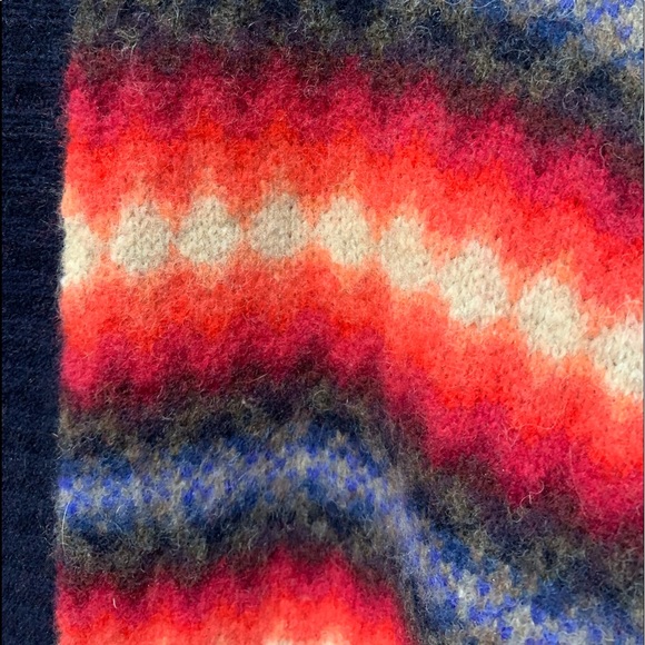 GAP DARK NAVY V-NECK AZTEC BOHO LAMBSWOOL BLEND LS CARDIGAN SWEATER - Picture 4 of 16